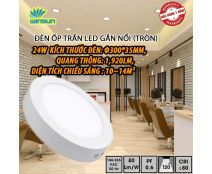 Đèn ốp trần LED gắn nổi 24W (tròn) BH đổi mới 12 tháng